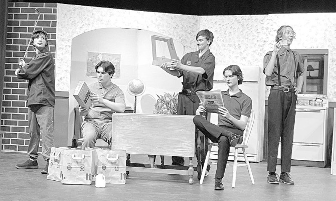 Clearwater High students rehearse a scene from “The Boys Next Door.” Contributed photo