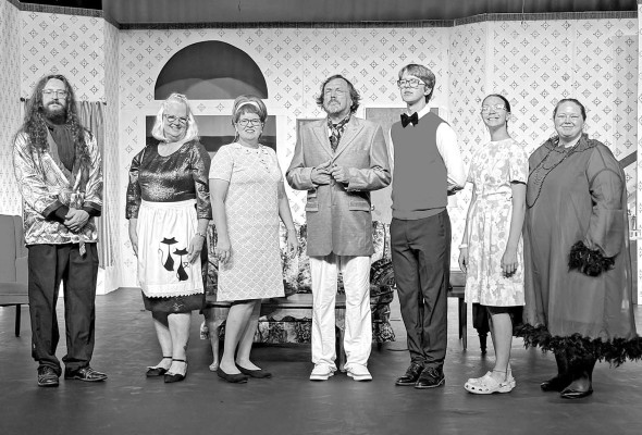 Pictured is the cast of “A Party to Murder,” which will be staged on Saturday and Sunday in Conway Springs. Contributed photo
