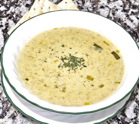 Leek and potato soup has a velvety mouthfeel from potatoes and heavy cream, along with a deep, delicious onion flavor from freshly sauteed leeks.
