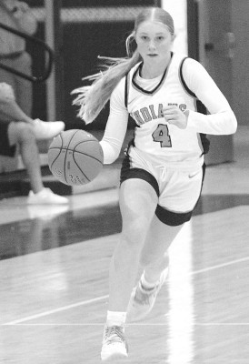 Madison Clevenger pushes the ball upcourt after a steal during Clearwater’s victory over Concordia. Travis Mounts/TSnews