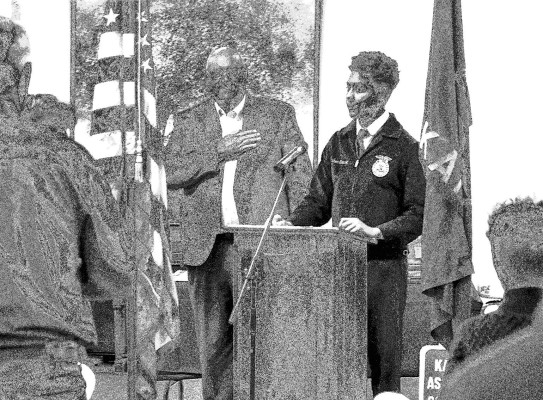 Doug Hisken and FFA members lead the Pledge of Allegiance at the Sumner County Conservation District annual meeting. Paul Rhodes/TSnews