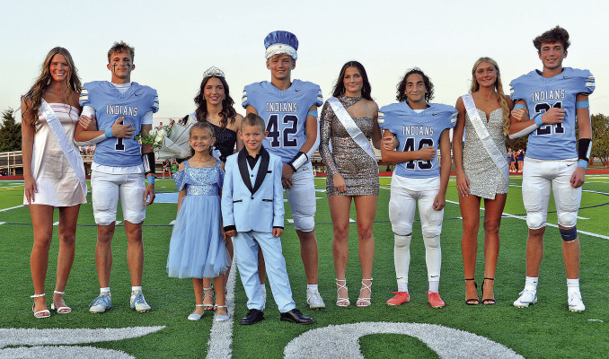 ABOVE: Members of the Clearwater High School court pose following coronation, which was held before kickoff of the football game. This year’s fall homecoming king and queen were Dalton Wulf and Kylee King. BELOW: The queen and king candidates were, from left, Ava Cotham and Phenmore Canup, Justine Berlin and Jared Whitney, Kylee King and Dalton Wulf, and Madi Clevenger and Lane Blevins. Dale Stelz/TSnews