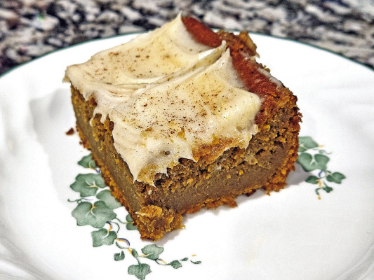 A pumpkin pie cake can be made completely with pre-packaged ingredients but tastes homemade, making it a great dessert for anyone who isn’t a big fan of baking.
