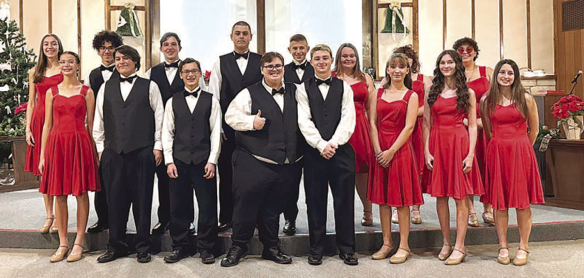 The Conway Springs High School Cardinalaires helped kick off the Christmas concert season with their annual performance at the BPW concert. The recent concert took place at Conway Springs Methodist Church. This was the 62nd annual BPW Christmas concert. Dinner was catered by Fence Post Catering. Stephanie Bodley directed the Cardinalaires. Contributed photo