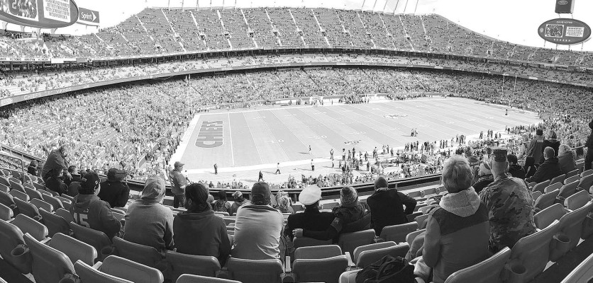 Fans of the Kansas City Chiefs begin to fill Arrowhead Stadium before a 2020 football game. Following defeat of a sales tax incentive by Jackson County, Mo., voters, both the Chiefs and the Kansas City Royals could be looking to locate to the Kansas side of the state line. Travis Mounts/TSnews