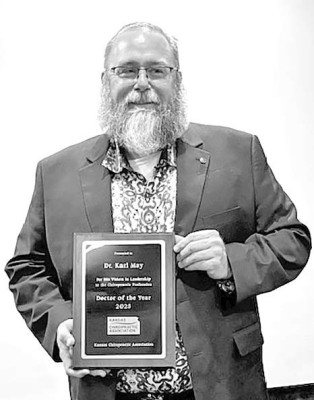Dr. Karl May has been named as the 2025 Doctor of the Year by the Kansas Chiropractic Association. Contributed photo