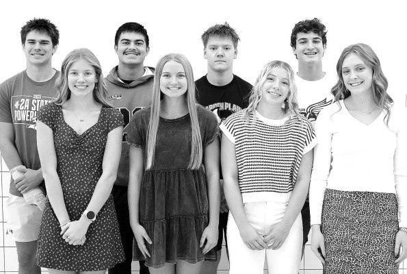 Garden Plain High School fall homecoming will take place on Friday. Queen candidates are, front from left, Jaicey Stuhlsatz, Kamryn Thomas, Allyson Bollinger and Reese Stuhlsatz, while king candidates are, back row from left, Pete McGregor, Emerick Hays, Kyle Koester and Eli Eck. Contributed photo