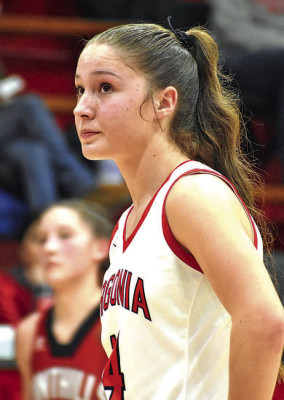 Linden Greve checks the scoreboard during Argonia’s homecoming win over Flinthills. Contributed photo