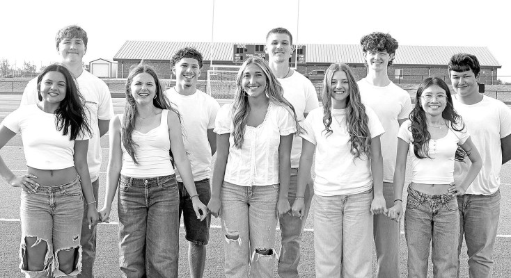 Pictured are the fall 2026 homecoming candidates at Goddard High School. In front from left are Alexis Boyd, Emory Hickey, Riley Lange, Madelyn Clark and Courtney Luong. In back from left are Mark Davis, Erik Olivas, Brock Sullivan, Eli Griffith and Audric Mansoor-McKedy . Contributed photo