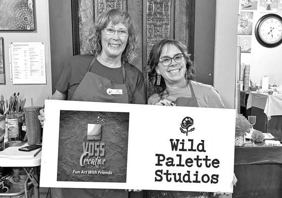 Lisa Voss, left, is retiring this week and has sold her business, Voss Creative. It will reopen next week as Wild Palette Studio with new owner Shannon Massey. Contributed photo