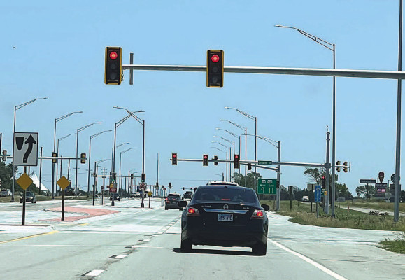 Traffic moves through the newly-opened R-cut project on U.S. Highway 54 in Goddard. The highway fully reopened Monday morning after approximately nine months of construction. Stephanie McKennon/TSnews