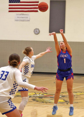 Raegen Black takes a shot for Cheney during the championship game at the Haven Wildcat Classic. Halstead defeated the Cardinals. Andrea McDaniel/TSnews