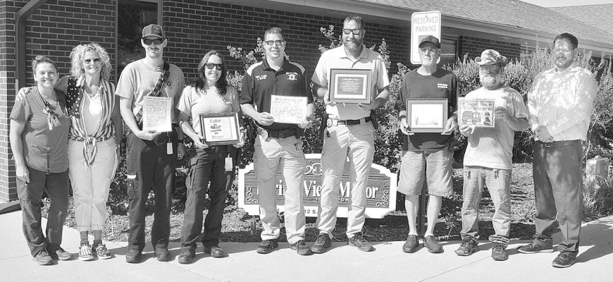 Spring View Manor organized a morning National Night Out event on Tuesday, Aug. 1, for its residents and for the Conway Springs community. Organizers recognized first responders with the Conway Springs Police Department, Conway Springs Fire Department and Conway Springs EMS. Subscribers can see a larger photo gallery online at tsnews.com. Dale Stelz/TSnews