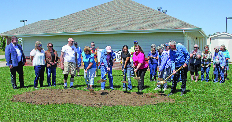 Dignitaries from the City of Clearwater and the Clearwater Senior Center break ground for the new Clearwater Senior Center expansion. Dignitaries included Mayor Burt Ussery, senior center director Amber Ives, Carl Shaffer, who was the center's first director, and member Mary Bacon, who is 101 years old. Travis Mounts/TSnews