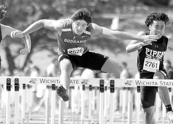 Tyson Wallace runs in the Class 5A 110-meter hurdles. He finished fourth. Stephanie McKennon/TSnews