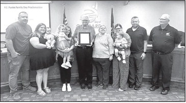 The Dan Funke family was recognized during Monday’s Goddard City Council meeting. Sept. 27 has been designated as the annual Funke Family Day. Contributed photo