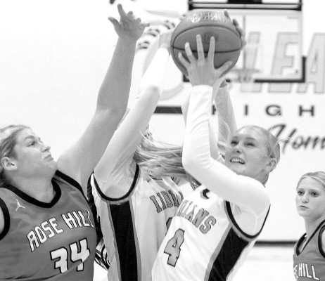 Madison Clevenger rips down a rebound during the first half of Clearwater’s win over Rose Hill on Friday. Travis Mounts/TSnews