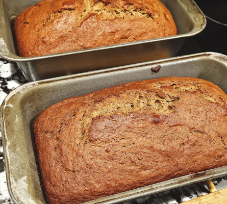 This is just a very simple recipe for banana bread, but it’s fabulous in its traditional flavors, including the warmth of ginger, cinnamon and cloves.