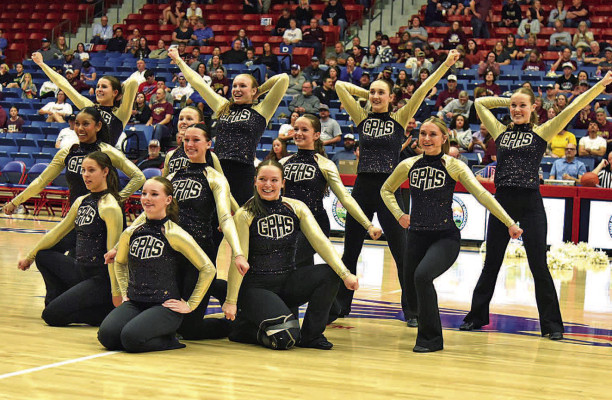 The Garden Plain Owls dance team performed at the Class 3A State tournament last Friday in Hutchinson. They took the floor at halftime of the boys semifinal game between Goodland and Silver Lake at the Hutchinson Sports Arena. John Bloomquist/Contributed photo