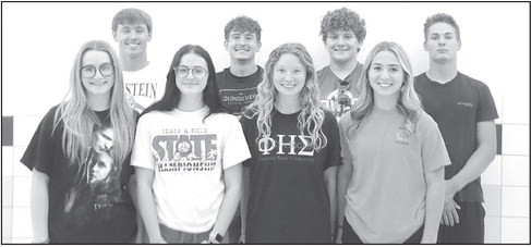 Garden Plain High School’s homecoming king candidates are, top from left, Gage Lee, Wyatt Nickelson, Jaxen Bolinger and Ty Scheer. Queen candidates are, bottom from left, Blakeley Smith, Haidyn Thompson, Adeline Stuhlsatz and Catherine Mans. Contributed photo