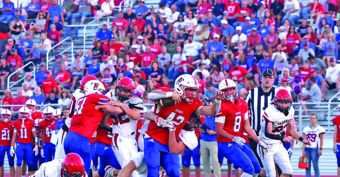 Colton Young makes a big run during Cheney’s home game against Conway Springs last Friday. The teams last played each other in 2019. Andrea McDaniel/TSnews